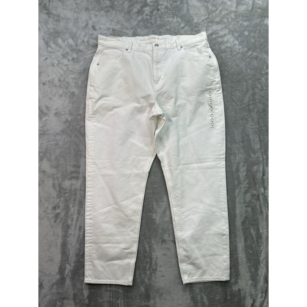NWT American Eagle Stretch Mom Jeans White High Rise Womens 18/ 34W Quiet Luxury